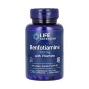 Life Extension, Benfotiamine with Thiamine, 100 mg, 120 Vegetarian Capsules front packaging view