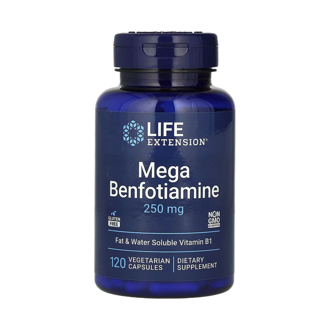 Life Extension, Mega Benfotiamine, 250 mg, 120 Vegetarian Capsules front packaging view