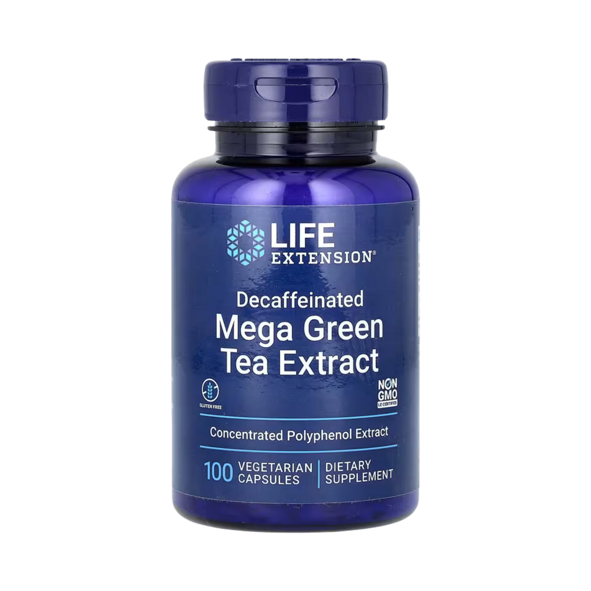 Life Extension, Mega Green Tea Extract, Lightly Caffeinated, 100 Vegetarian Capsules front packaging view