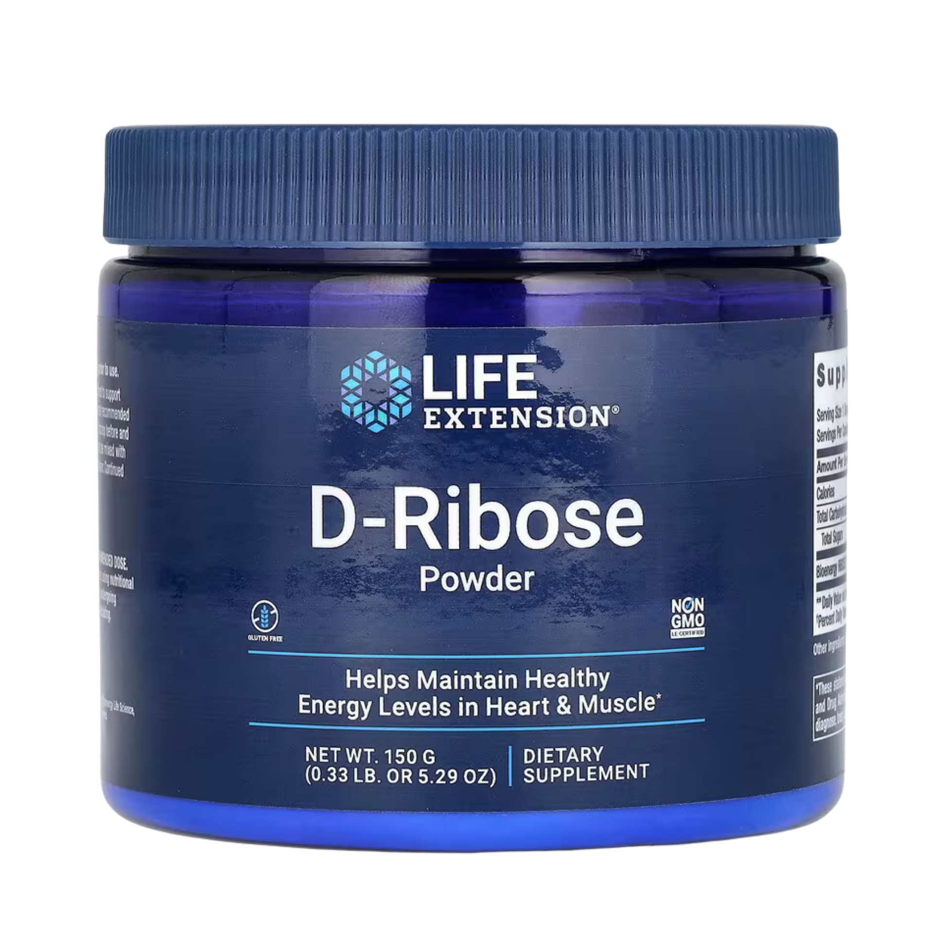 Life Extension, D-Ribose Powder, 5.29 oz, 150 g front packaging view