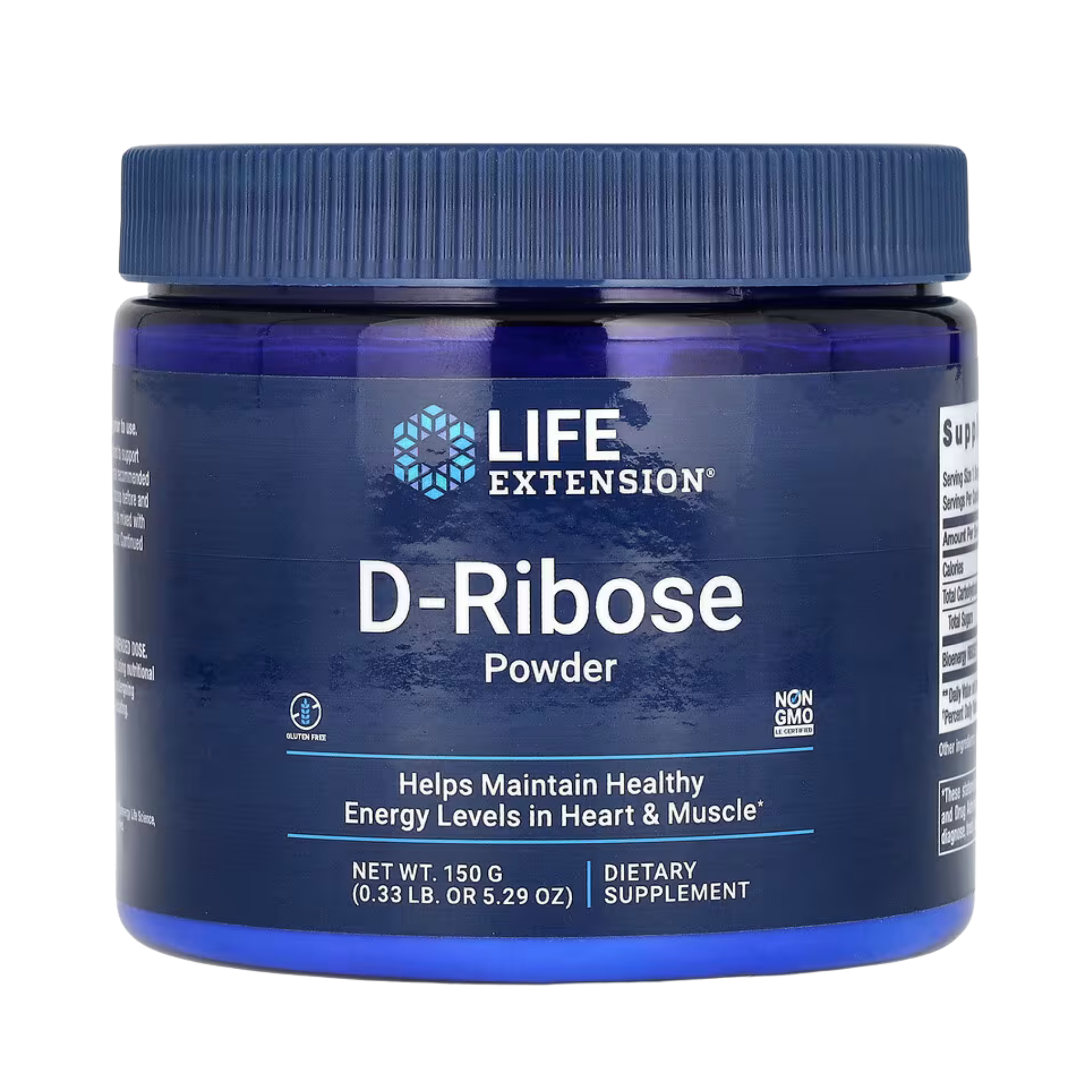 Life Extension, D-Ribose Powder, 5.29 oz, 150 g front packaging view