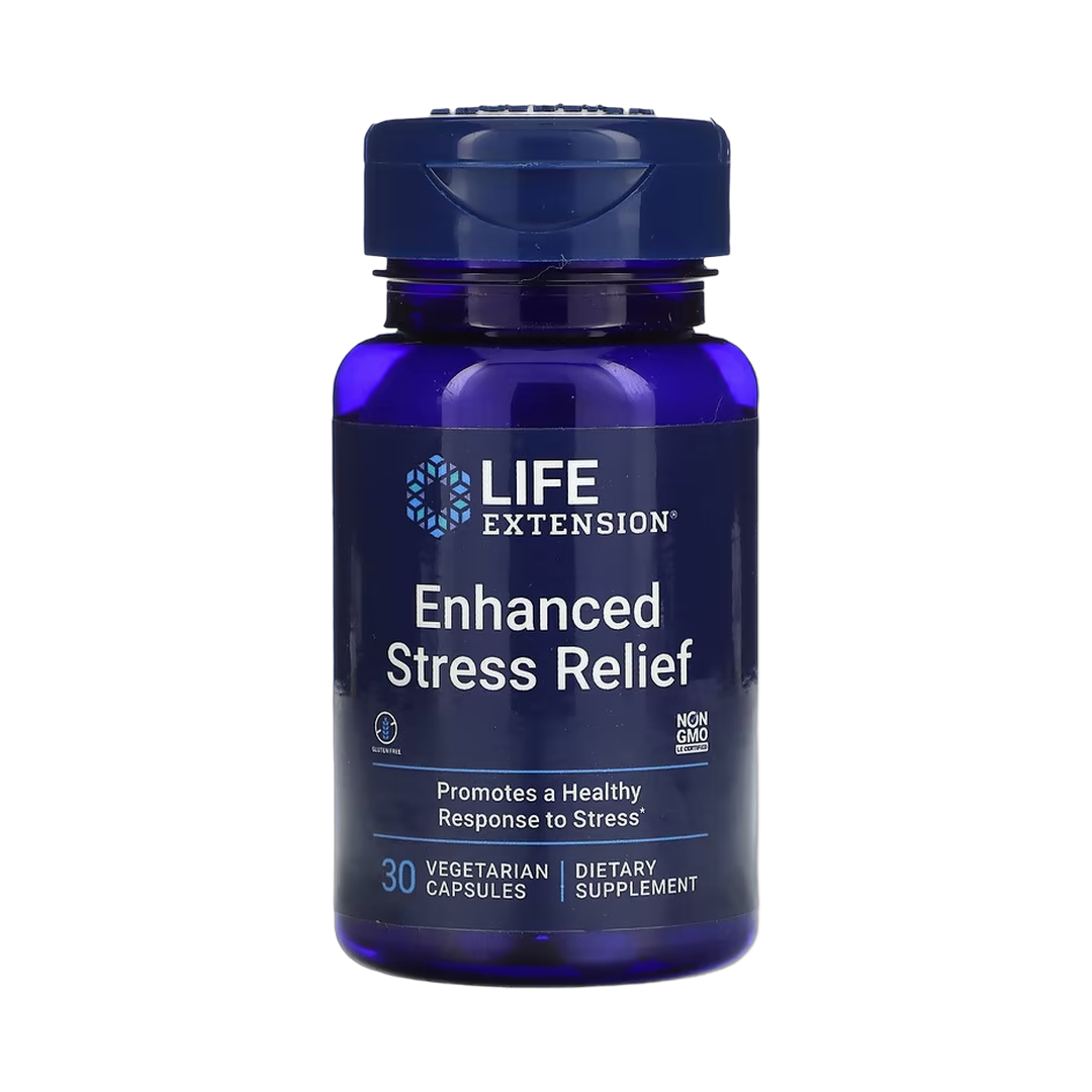 Life Extension, Enhanced Stress Relief, 30 Vegetarian Capsules front packaging view