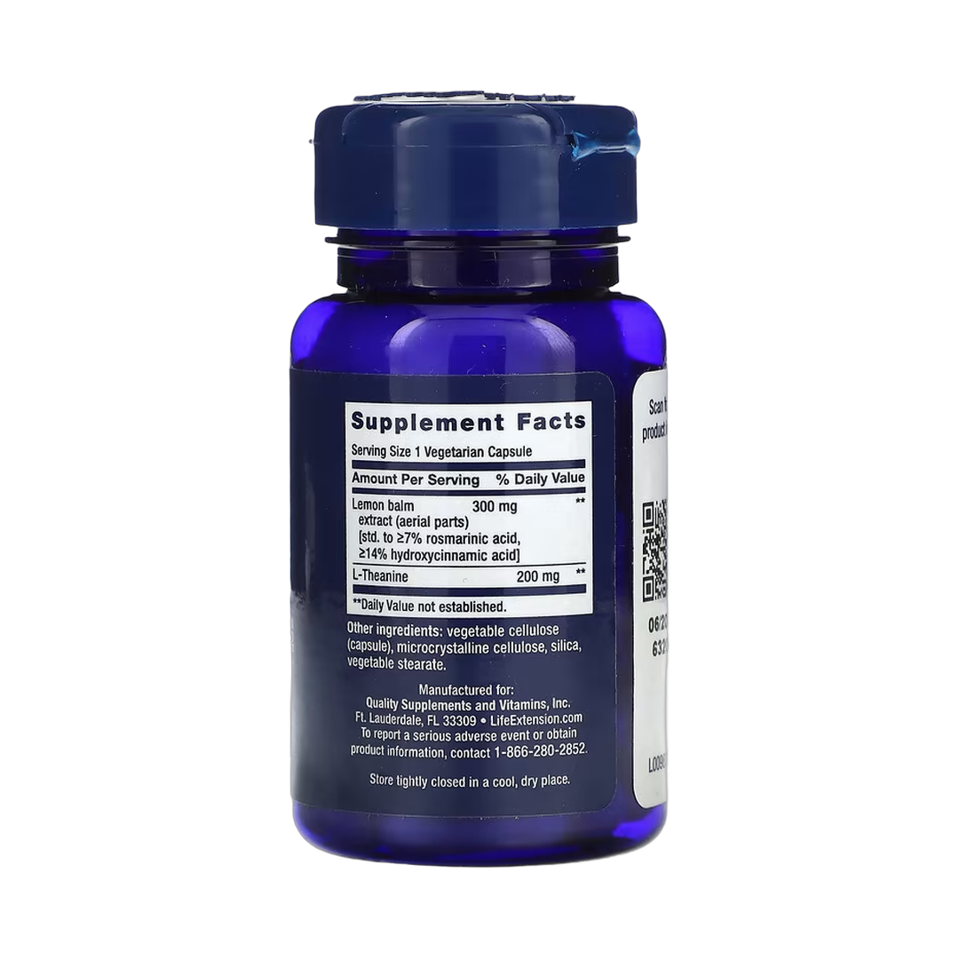 Life Extension, Enhanced Stress Relief, 30 Vegetarian Capsules back packaging view