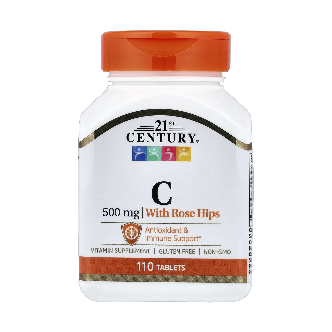 21st Century, Vitamin C with Rose Hips, 500 mg, 110 Tablets front packaging view