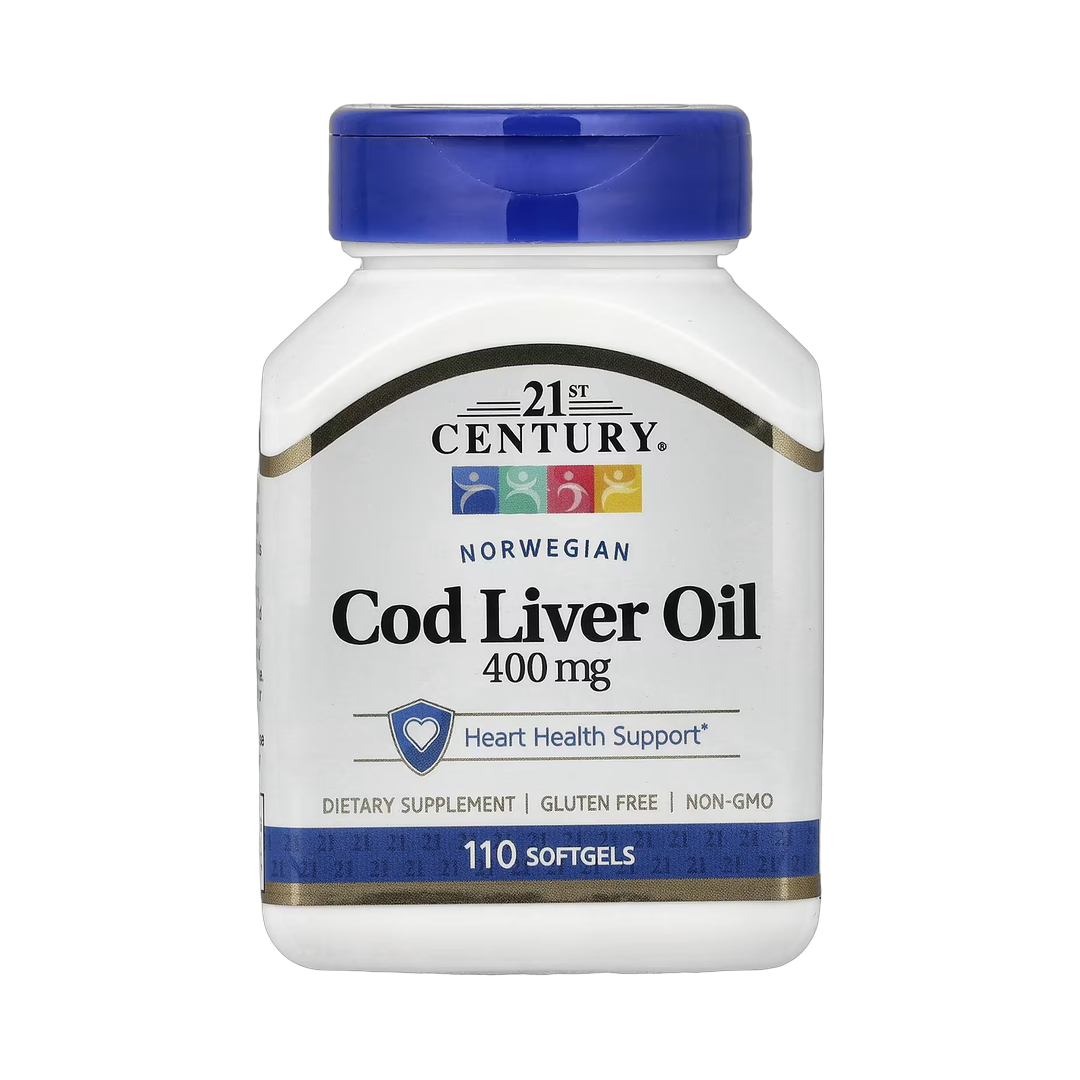 21st Century, Norwegian Cod Liver Oil, 400 mg, 110 Softgels front packaging view