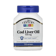 21st Century, Norwegian Cod Liver Oil, 400 mg, 110 Softgels front packaging view