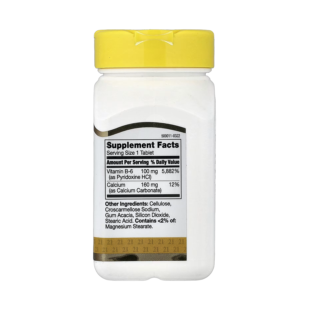 21st Century, Vitamin B-6, 110 Tablets back packaging view