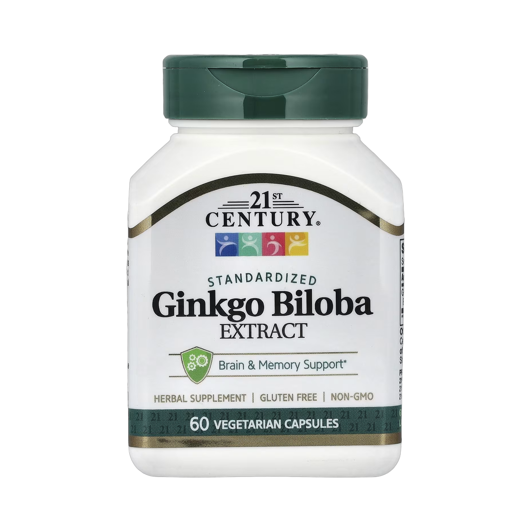 21st Century, Ginkgo Biloba Extract, Standardized, 60 Vegetarian Capsules front packaging view