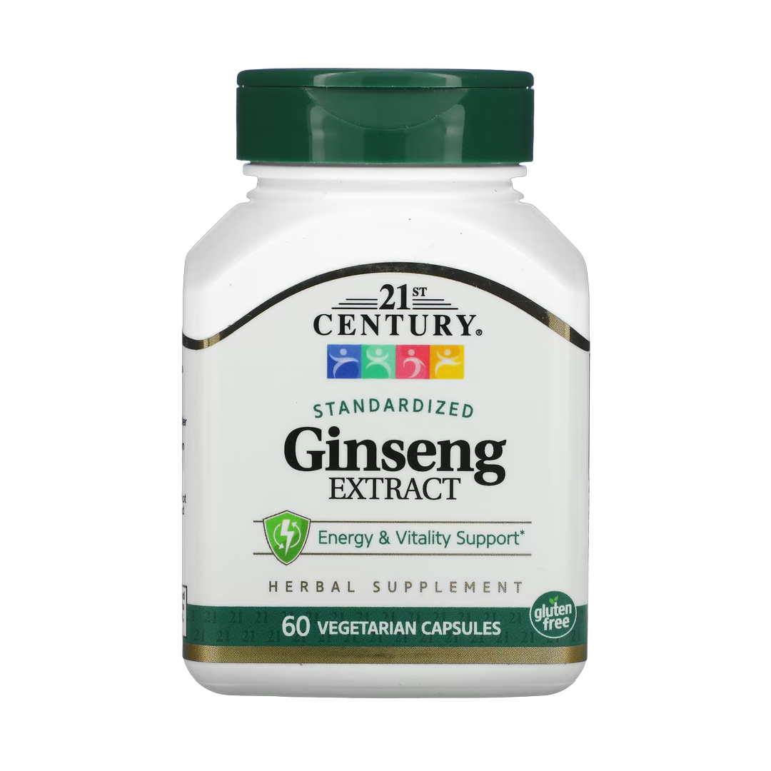 21st Century, Standardized Ginseng Extract, 60 Vegetarian Capsule front packaging view