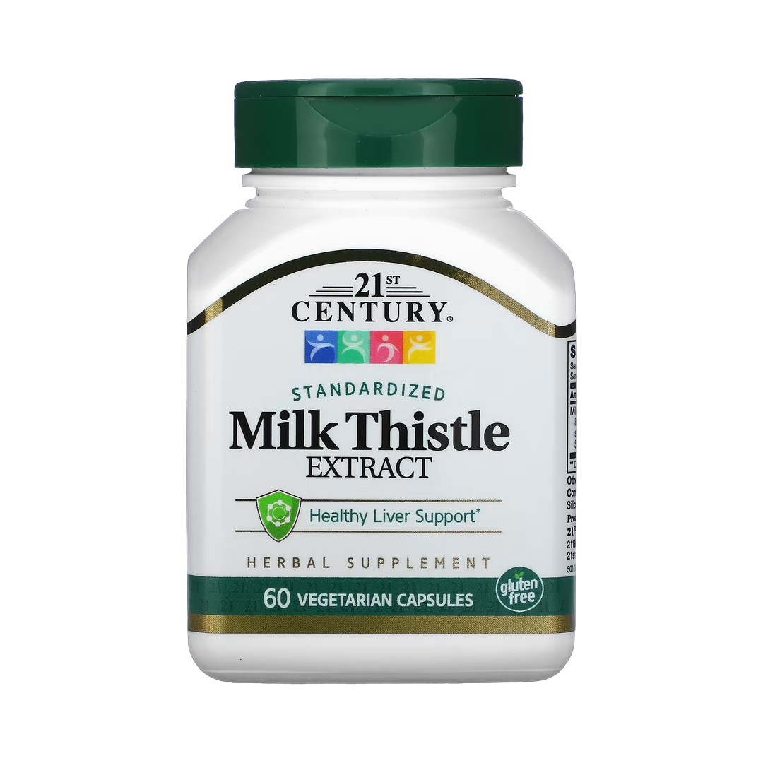 21st Century, Standardized Milk Thistle Extract, 60 Vegetarian Capsules front packaging view