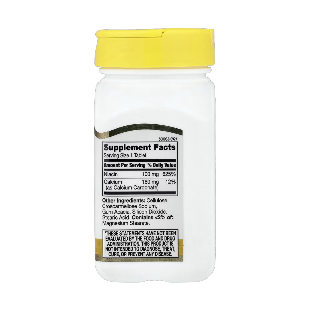 21st Century, Niacin, 100 mg, 110 Tablets back packaging view
