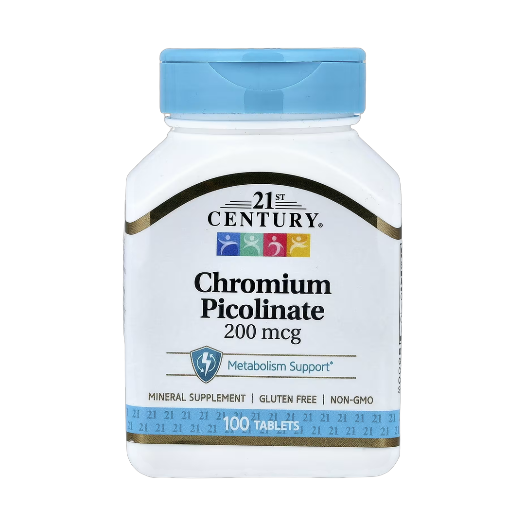 21st Century, Chromium Picolinate, 200 mcg, 100 Tablets front packaging view