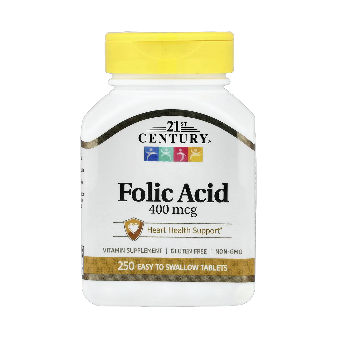 21st Century, Folic Acid, 400 mcg, 250 Easy to Swallow Tablets front packaging view