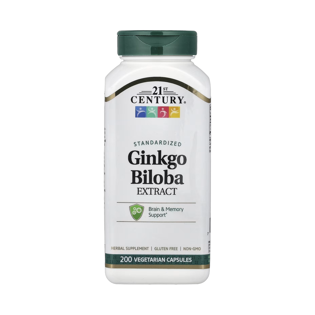 21st Century, Ginkgo Biloba Extract, Standardized, 200 Vegetarian Capsules front packaging view