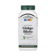 21st Century, Ginkgo Biloba Extract, Standardized, 200 Vegetarian Capsules front packaging view