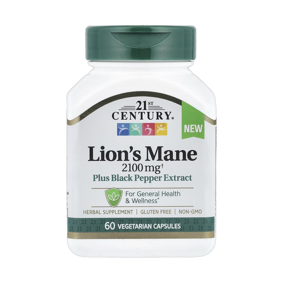 21st Century, Lion's Mane, 2,100 mg, 60 Vegetarian Capsules front packaging view