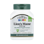 21st Century, Lion's Mane, 2,100 mg, 60 Vegetarian Capsules front packaging view