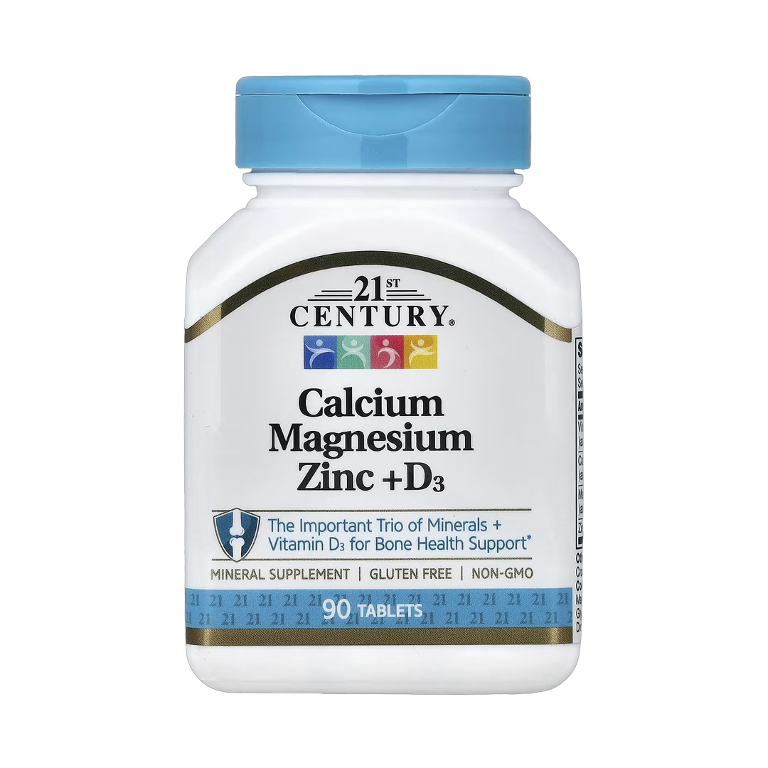 21st Century, Calcium Magnesium Zinc + D3, 90 Tablets front packaging view