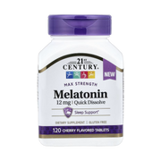 21st Century, Melatonin, Max Strength, Cherry, 12 mg, 120 Tablets front packaging view