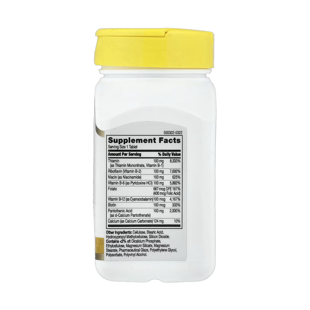 21st Century, B-100 Complex, Prolonged Release, 60 Tablets back packaging view