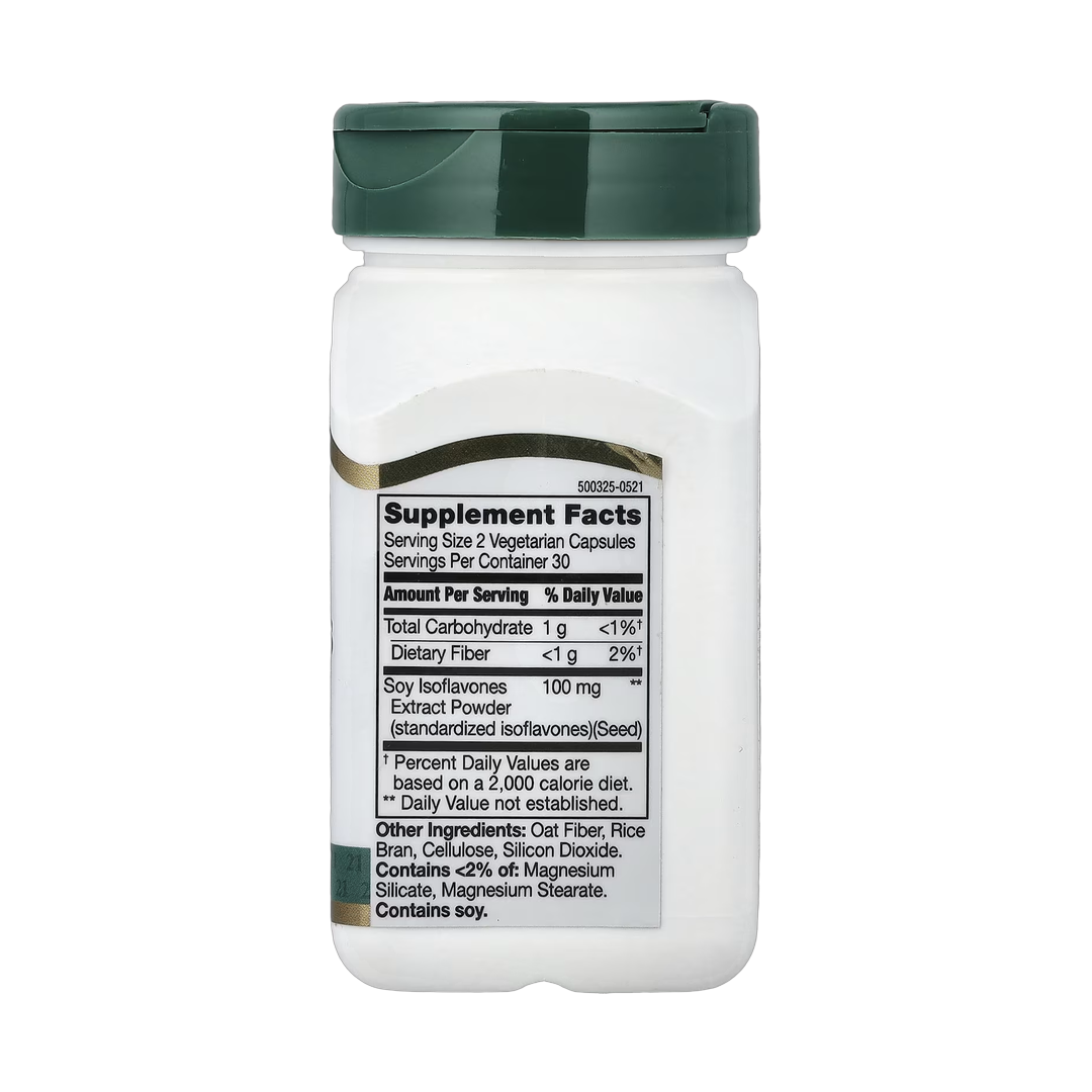 21st Century, Soy Isoflavones Extract, Standardized, 60 Vegetarian Capsules back packaging view