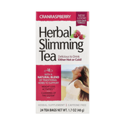 21st Century, Herbal Slimming Tea, Cranraspberry, Caffeine Free, 24 Tea Bags, 1.7 oz, 48 g front packaging view