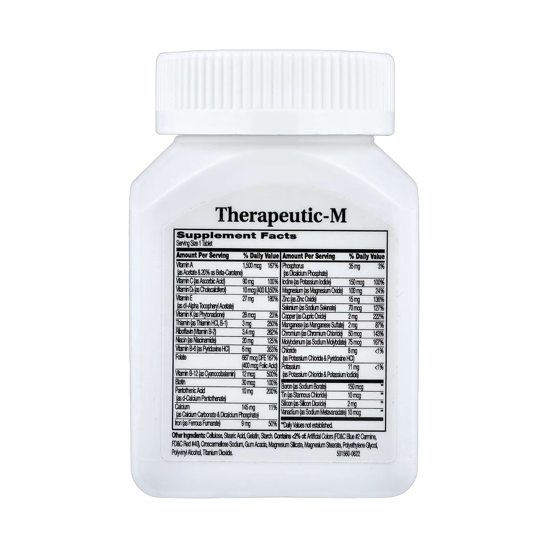 21st Century, Therapeutic-M, 130 Tablets back packaging view