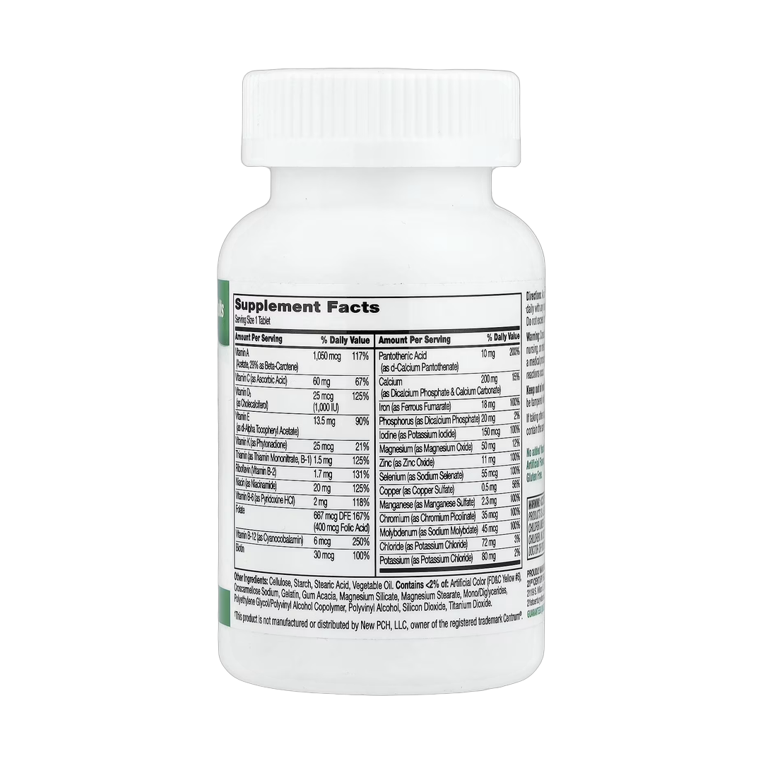 21st Century, Sentry, Adults Multivitamin & Multimineral Supplement, 130 Tablets back packaging view