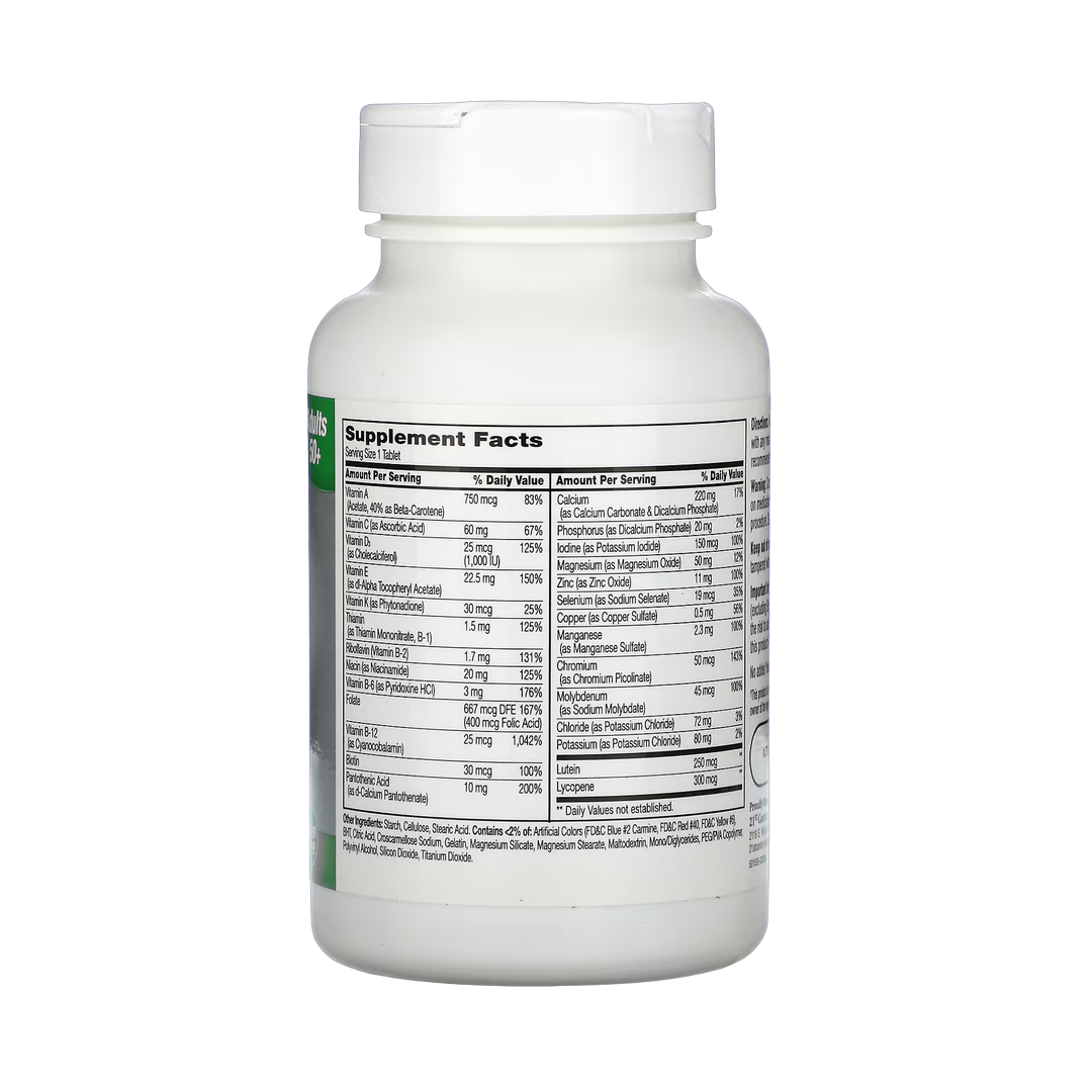 21st Century, Sentry Senior, Multivitamin & Multimineral Supplement, Adults 50+, 125 Tablets back packaging view