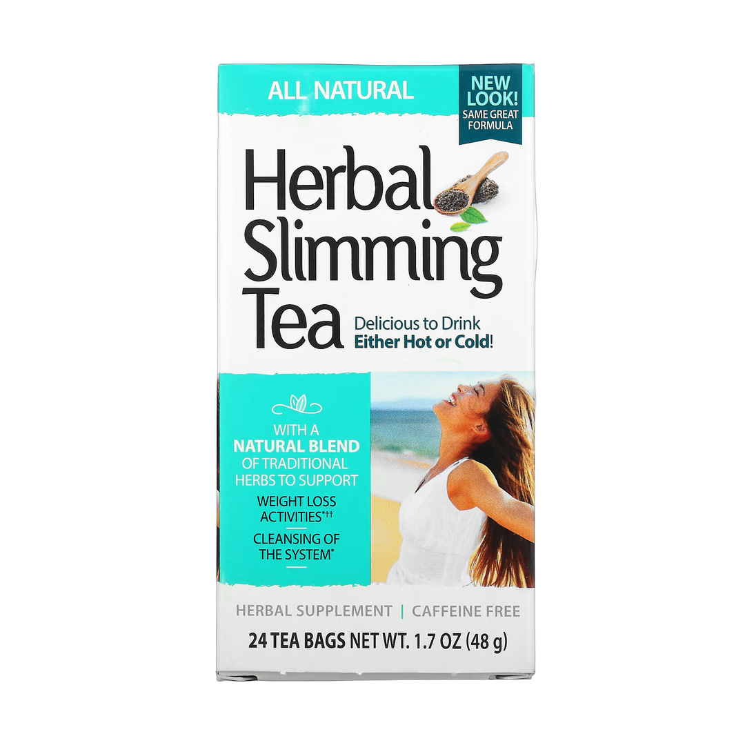 21st Century, Herbal Slimming Tea, All Natural, Caffeine Free, 24 Tea Bags, 1.7 oz (48 g) front packaging view