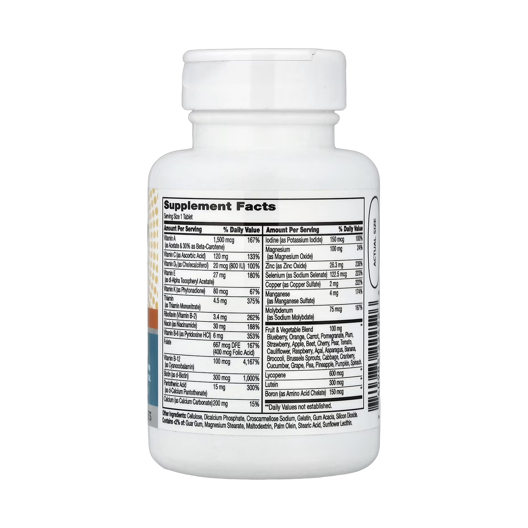 21st Century, Wellify, Men's 50+ Multivitamin Multimineral, 65 Tablets back packaging view