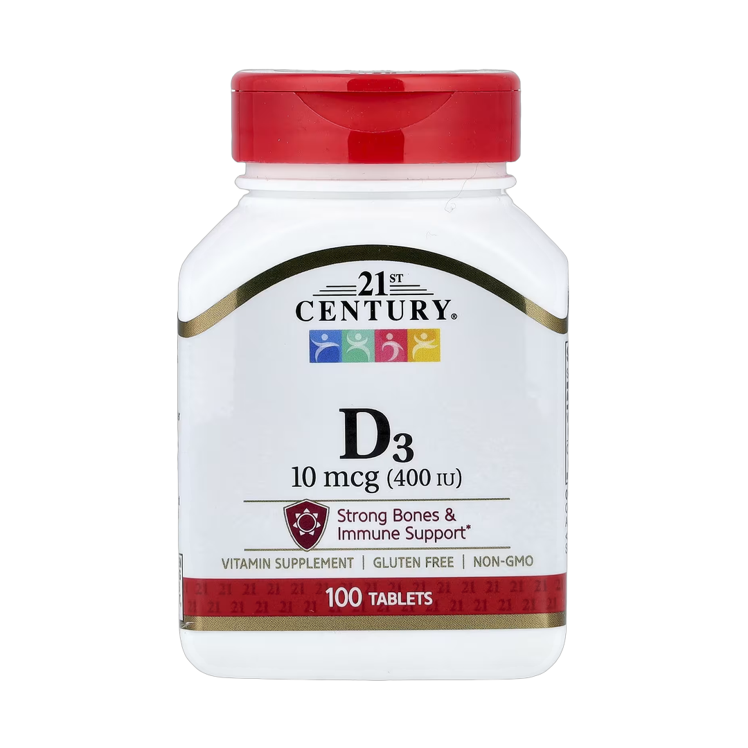 21st Century, Vitamin D3, 10 mcg (400 IU), 100 Tablets front packaging view