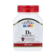 21st Century, Vitamin D3, 10 mcg (400 IU), 100 Tablets front packaging view
