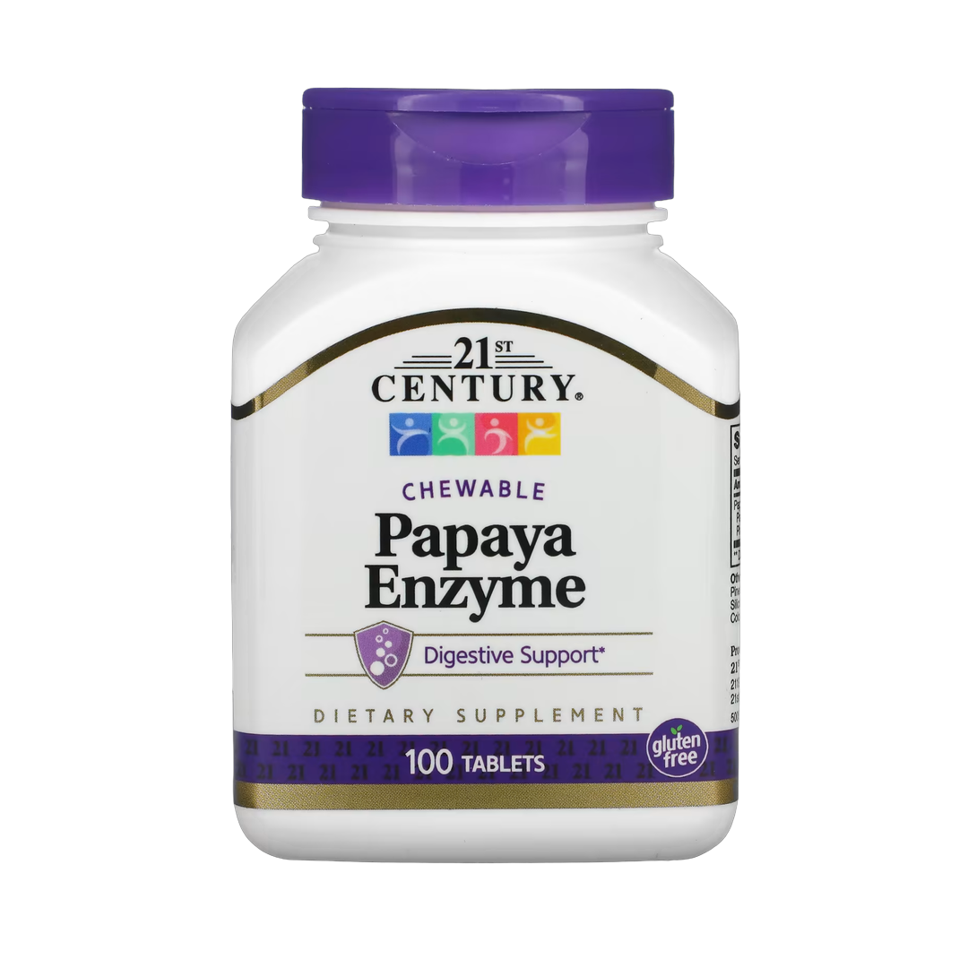 21st Century, Chewable Papaya Enzyme, 100 Tablets front packaging view