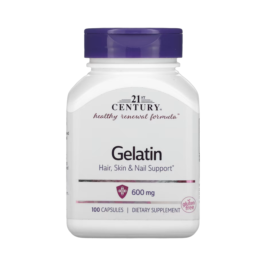 21st Century, Gelatin, 600 mg, 100 Capsules