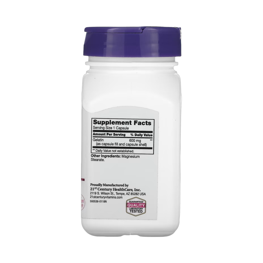 21st Century, Gelatin, 600 mg, 100 Capsules
