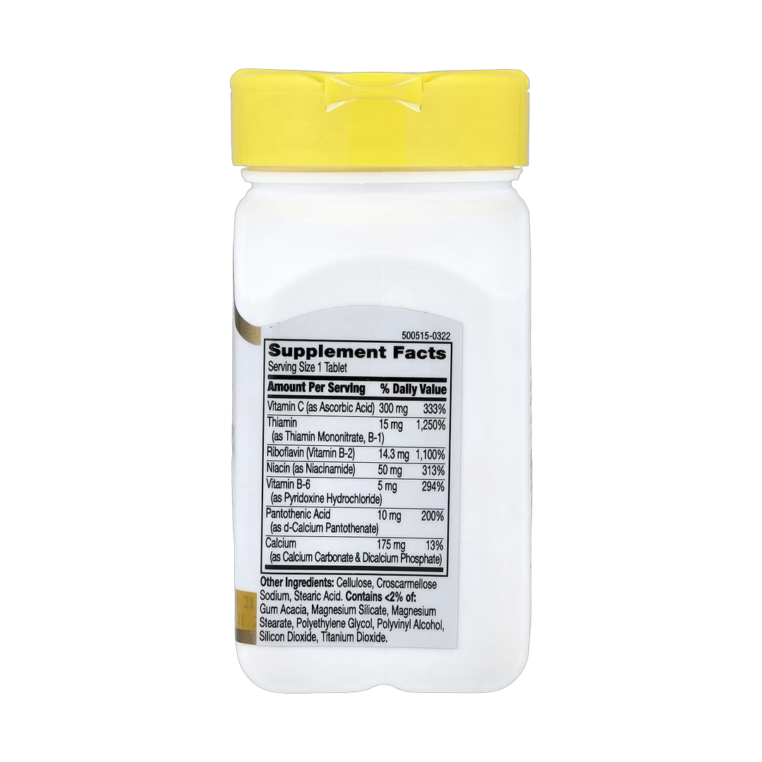 21st Century, B-Complex plus Vitamin C, 100 Tablets back packaging view