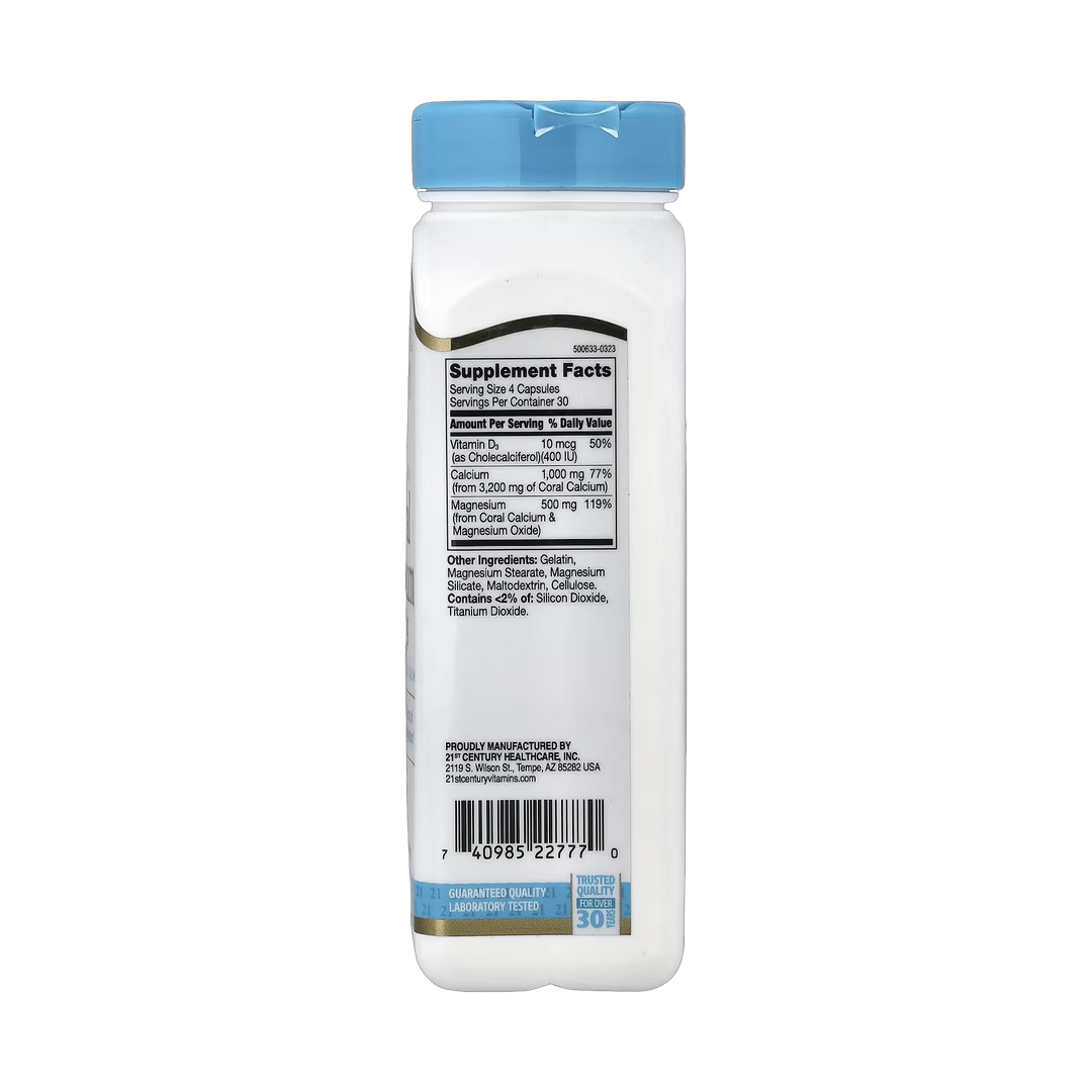 21st Century, Coral Calcium, 120 Capsules back packaging view