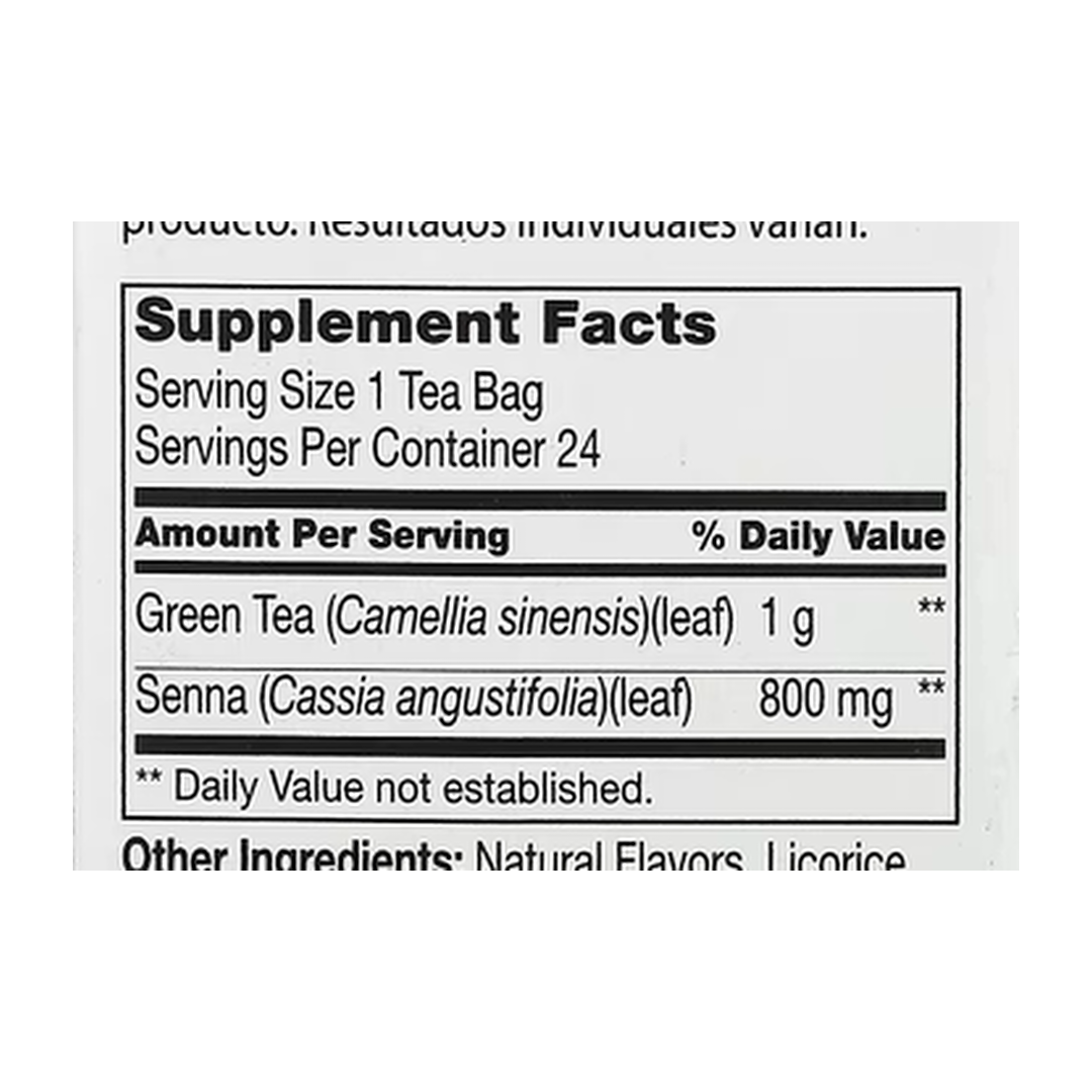 21st Century, Herbal Slimming Tea, Green Tea, 24 Tea Bags, 1.7 oz, 48 g supplement facts label showing ingredients, vitamins, minerals, and serving information