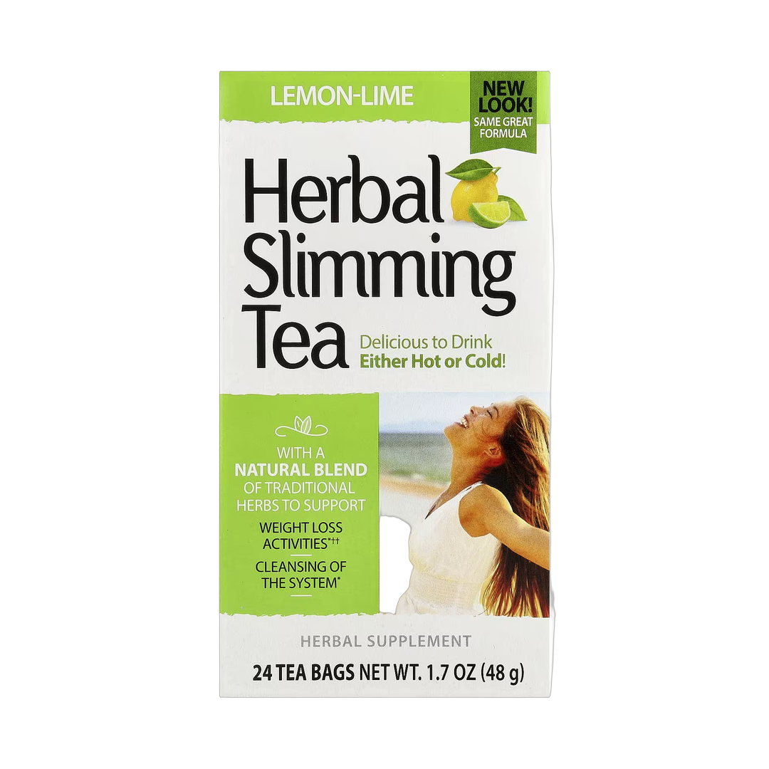 21st Century, Herbal Slimming Tea, Lemon-Lime, Caffeine Free, 24 Tea Bags, 1.7 oz (48 g) front packaging view
