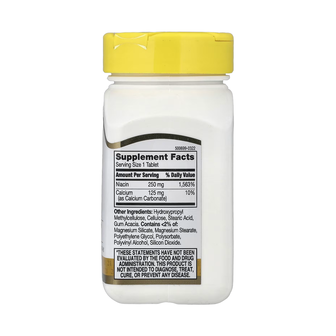 21st Century, Niacin, Prolonged Release, 110 Tablets back packaging view