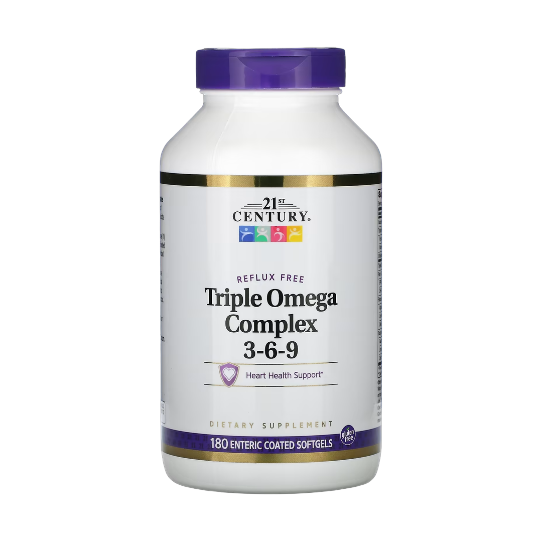21st Century, Triple Omega Complex 3-6-9, 180 Enteric Coated Softgels front packaging view