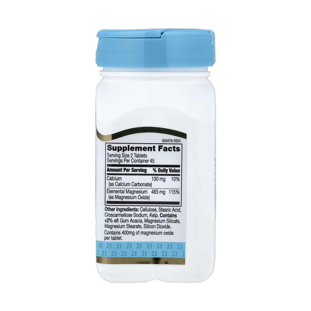 21st Century, MgO-400, 90 Tablets back packaging view