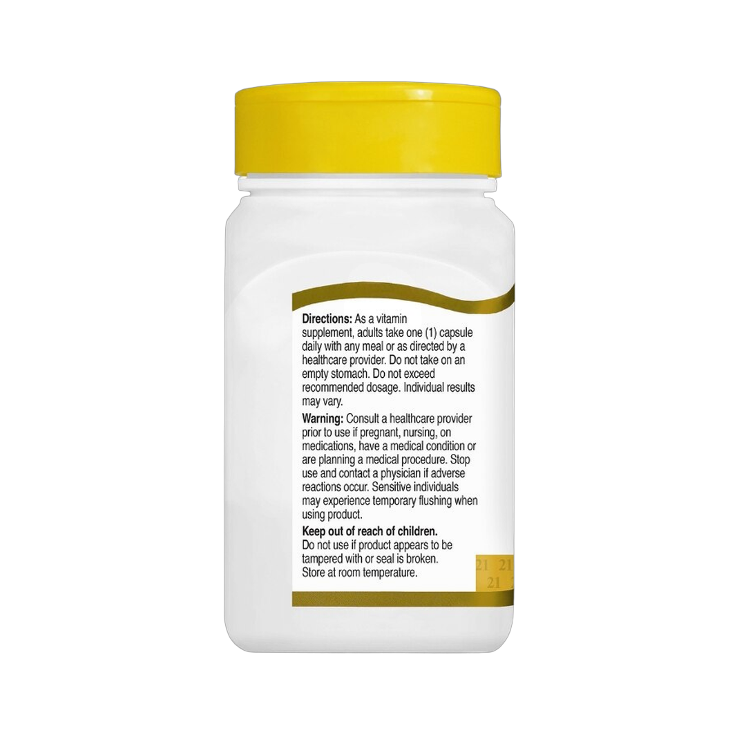 21st Century, Niacin, Inositol Hexanicotinate, 500 Mg, Capsules back packaging view