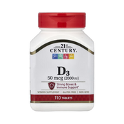 21st Century, Vitamin D3, 50 mcg (2,000 IU), 110 Tablets front packaging view