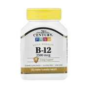 21st Century, Vitamin B-12, Cherry, 2,500 mcg, 110 Tablets front packaging view