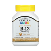 21st Century, Vitamin B-12, Cherry, 5,000 mcg, 110 Sublingual Tablets front packaging view