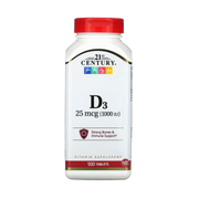 21st Century, Vitamin D3, 25 mcg (1,000 IU), 500 Tablets front packaging view
