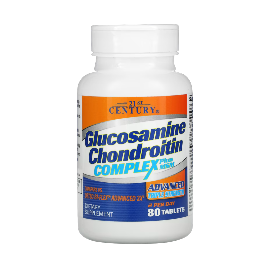 21st Century, Glucosamine Chondroitin Complex Plus MSM, Advanced Triple Strength, 80 Tablets front packaging view