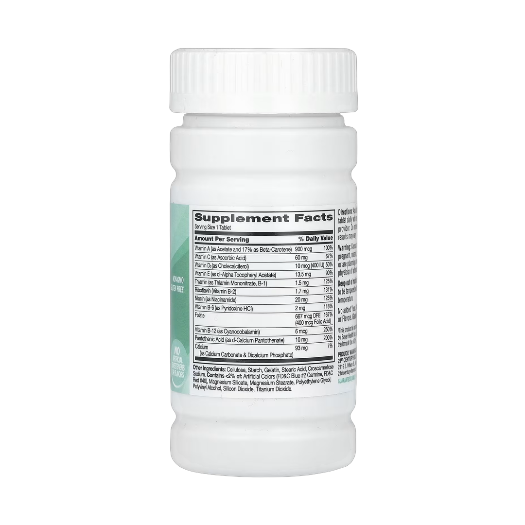21st Century, One Daily, Essential, 100 Tablets back packaging view